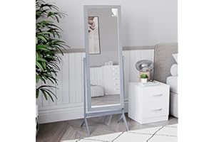 Vida Designs Nishano Rectangular Mirror Full Length Free Standing Wooden Cheval Rotating Bedroom Hallway Dresser Grey