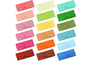 FEQO 18 Pièces Bandeau Cheveux Femme Élastique Bandeau Cheveux Large Serre Tête Croix Noué Bandeaux de Sport Antidérapant pour Fille Femme Yoga Sport, 18 Couleurs