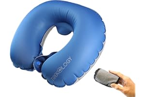 Trekology Nadmuchiwana poduszka podróżna na szyję do spania, kompaktowa przenośna poduszka podtrzymująca głowę i szyję w locie, mała poduszka na zagłówek w kształcie litery U