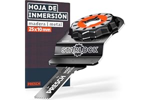 Presch Cuchilla Multiherramienta Madera y Metal 25×10mm - Accesorio Starlock para cambio sin herramientas - Corte preciso con dientes bimetálicos y forma desplazada - Accesorios multiherramienta