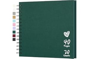 Hiwhy Scrapbook 8x8 Inch DIY Scrapbook Album Hardcover Kraft Paper Scrap Book Photo Albums 20 Sheets Memory Book for Family Wedding, Dark Green