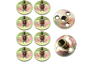 Xkzhrr 10 Piezas M8 Tuerca de Brida, Tuerca de Rosca Hembra de Acero Carbono Galvanizado, Herrajes para Muebles,para Muebles de Madera Dura y Blanda para Fijación de Muebles de Conexión (M8)