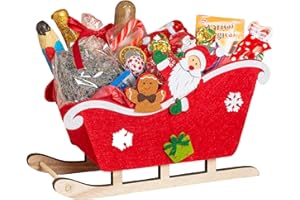 ONZA DULCE Y SALADO SWEET & SALTED Onza Scatola regalo di cioccolatini natalizi. Slitta natalizia riempita con un grande assortimento di cioccolatini di Babbo Natale, cioccolatini natalizi a forma di monete, Carbone dolce. (rosso)