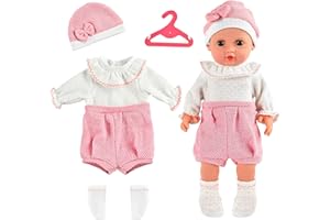ZECOUK Ropa de Muñecas para Bebe Muñeco 35-43cm Ropa de Nacimiento con Gorro y Calcetines para Bebé Compatible con Baby Born, Baby Annabell y Otras Muñecas, Regalo para Niños y Niñas (Rosa-Blanco)