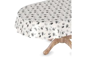 Nappe en toile cirée lavable - Pour table de jardin - Rectangulaire - Ovale - Bords coupés - Coquelicots SW - 140 x 200 cm