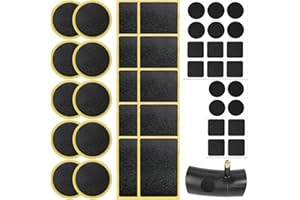 Hugwait Kit Rustine Velo Autoadesivo, 40 Pezzi Toppe Camera d'Aria Bici, Riparazione Pneumatici Bici 3 Dimensioni, Pezze per Camera d'Aria Bici di Forma Rotonda, Quadrata, Rettangolare