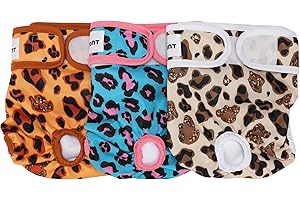 Avont 3-pak pieluch dla psów wielokrotnego użytku, wysoce chłonne, nadające się do prania i przyjazne dla środowiska chusty higieniczne majtki dla kobiet zwierząt domowych - nadruk w panterkę (XL)