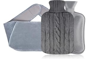 ‎SELIZO Selizo 2L Wärmflasche mit Bezug Wärmflaschengürtel,3 in 1 Groß Wärmeflasche aus Gummi Set Weichem Plüsch Hand Taillenwärmer Abdeckung für Nacken und Schulter, Rücken, Beine, Taillenwärmung