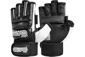 EVO Fitness Gants MMA en Cuir Muay Thai Gants De Boxe Homme Femme Gel Kickboxing Grappling Gant MMA Sparring Training Mitaine Boxe Sac De Boxe Arts Taekwendo Protection Martiaux Karaté