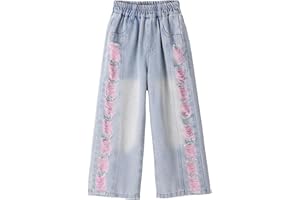 SEAUR Girls Jeans Wide Leg Jeans Kids Baggy Trousers