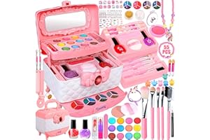 ENCOUN Maquillage Enfant Jouet Filles, Lavable Malette Maquillage Jouet, Coffret Maquillage Enfant, Maquillage Enfant Fille, Valise Maquillage Enfant pour Cadeau de Noël d’Anniversaire pour 4-10+ Ans