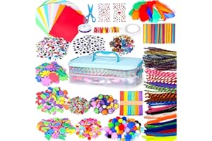 kramow Kids Craft Kit, Craft Sets for Girls Boys, DIY Crafting Supplies, Box with Double-Layer Storage, Creative Activities with Colorful Craft Materials, Gift for Children Ages 5-9+ Years