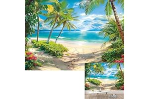 BINQOO 2,7 x 1,5 m Sommer Tropischer Strand Hintergrund Meer Sand Strand Palmen Ozean Insel Landschaft Hintergrund Sommer Hawaii Geburtstag Hochzeit Party Portrait Foto Requisiten