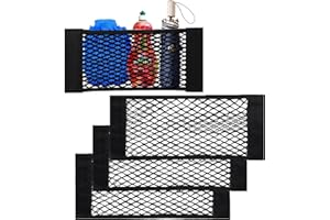 SRECCO 4 Pack Filet de Rangement de Coffre, 40x25cm Filet de Stockage Voiture Sac Élastique Magic Sticker, Filet Rangement de Coffre épicerie, Rangement Ajouter sur Les organisateurs