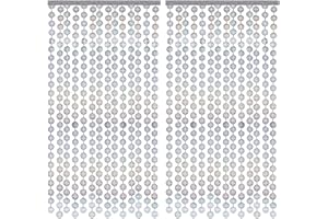 ChAusa 2 Pack Disco Ball Foil Curtain, Laser Rain Curtain, 1x2 m Disco Ball Door Curtain, Party Fringe Curtain, Backdrop Disco Ball Beaded Curtain Glitter Curtain, for Party, Prom and Decorations