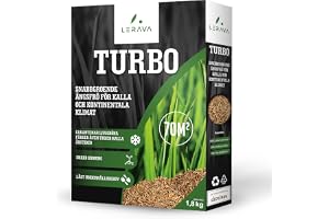 LERAVA TURBO gräsfrön (70m²) - snabbväxande gräsfrö - För skugga & kalla områden - Ljusgrön färg - Tåligt gräsfrö för översådd - Made in Italy