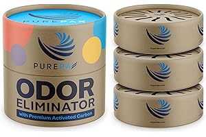 CALGONCARBON PUREPAX Odor Eliminator For Small Spaces - Premium Activated Carbon Charcoal Unscented 3 Count - Strong Odor Remover for Shoes, Fridge, Diaper Pail, Closet, Drawers, Car, Locker, Gym Bag