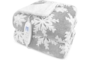 MYCARBON Couverture Chauffante 180x160cm, 2 Places, Plaid Chauffant Électrique pour Lit, Canapé, Arrêt Automatique, 10 Températures, Minuterie 9h, Lavable en Machine, Protection Contre la Surchauffe