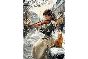 NEWENMO Schöne Frau Diamond Painting Erwachsene,DIY Stadtlandschaft Diamant Painting Bilder,Schneelandschaft Diamant Malerei Kit Complete,5D Diamond-Painting Set,für Anfänger Hause Dekoration 30x40cm