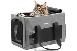 pecute Cat Carrier XL, Extra Stable Cat Carrier Handbag, Portable Dog Carrier with Safety Belt, Breathable Mesh Fabric Bag for Pets, Pet Carrier Suitable for Both Long And Short Trips