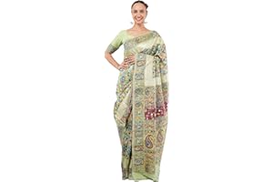 ETHNICMODE SAREE for WOMEN Indian Fancy Kashmiri Banarasi Soft Silk Multicolored Saree (Sari) For Women With Green Blouse Piece-132
