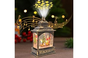 ‎MARSYU Marsyu Weihnachts Schneekugel Laterne mit Zeitschaltuhr, Beleuchtete USB/batteriebetriebene Wirbelnde Singende Wasserlaterne, Schneekugel Laterne für Erwachsene Kinder, Weihnachtsdekoration/Geschenk