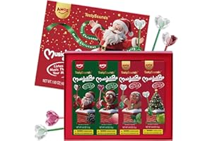 AMOS Mûre Musicales Sucette Bonbon Lollipop, 4 Pièces (Mûre & Pêche & Menthe & Pomme) Audio Sucettes, Christmas Noël Fête Sucettes Gift, Bonbon Sans Sucre Candy Parfait Pour Fête