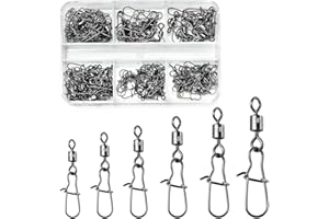 VEPEPE 100/200 Piezas Ball Bearing Emerillones Giratorio de Pesca Acero Inoxidable Emerillones con Bloqueo de Broche Conector de línea de Pesca de Agua Dulce y Salada 6# 7# 8# 10# 12# 14#