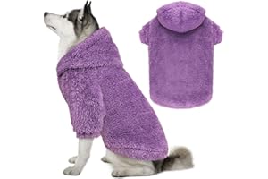 QDYU Sudadera con Capucha para Perros Grandes, suéter Suave de Forro Polar de Felpa de Doble Cara, Ropa para Perro, Abrigos para Perro, Sudadera con Capucha Sherpa (Morado-XXL)