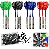Plastic Tip Darts for Electronic Dartboard, 12 Pieces Darts of 14 g | with 100 Interchangeable Tips, Iron Body for Electronic