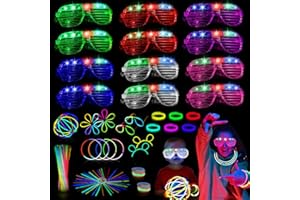 LIBERSHINE LED Light Up Toys Party Favors, 62PCS Glow in The Dark Party Supplies for Kids Adults, Light Up Party Bag Fillers with 50 Glow Sticks Party Packs 12 Light Up Glasses, for Birthday Rave Festival Party