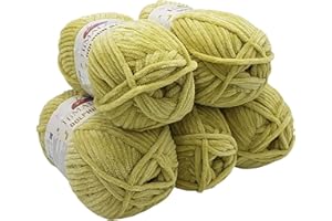 ILKADIM EXPORT 5 ovillos de 100 gramos de lana para tejer Dolphin del Himalaya, lana de bebé monocolor, 500 gramos, hilo de tejer súper voluminoso (pistacho 80359)