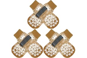 EXPAWLORER Hundesocken Antirutsch beiderseits - weicher und elastischer Verletzung Pfotenschutz mit verstellbaren Bänder, bessere Traktionskontrolle für den Innenbereich auf Holzboden, Beige L