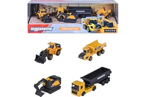 Majorette – Volvo Construction 4 Pieces Giftpack – Set Veicoli da Cantiere in Metallo, 4 Mezzi da Costruzione con Parti Mobili, 8503105000S06, Giocattolo per Bambini dai 3 Anni in su