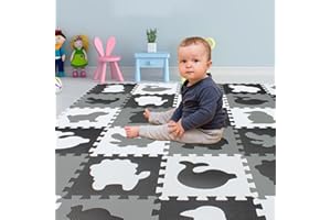 Yostrong® EVA Espuma Alfombra Puzzle Suelo Bebe Acolchada | Alfombra Gateo Bebe | Manta Gimnasio Juegos Bebes. 18 Piezas Animales Puzzles. Blanco, Negro, Gris. YOP-51(ADL0) b18N