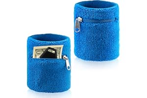 CJMUQHEHH 2 Pcs Schweißband mit Reißverschluss, Sweatband Sports Wristband, Schweißband mit Tasche,Thickened Cotton Wrist Bag