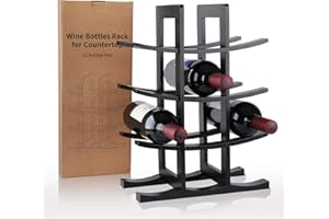 Gimars Portabottiglie Vino in Legno Naturale per 12 Bottiglie,Scaffale Cantinetta Vino Legno da Tavolo, Portabottiglie Vino da Incasso per Vino Champagne Spumante Supporto per Bottiglie Vino,Nero