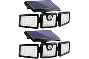 KIBTOY Luz Solar Exterior con 70 LED Potentes, Foco Solar Exterior con Sensor de Movimiento, Rango de Illumination de 270°, IP65 Luz Solar Led Exterior para Jardin, Garajes, Caminos, Puertas Delanteras