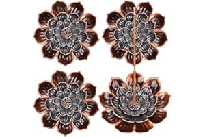 RUNEAY 4 Pcs Incense Holder,Lotus Incense Stick Holders Burner Holder Detachable Incense Ash Catcher with 6 Incense Holes for Office Tea House Meditation Yoga SPA Home Fragrance Decor