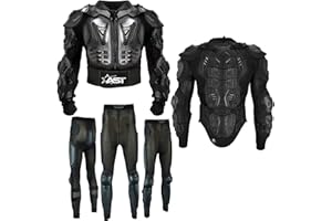 STAR AST Men’s Foxi Body Armour Full Spine Back Protection Motocross Protective Guard Jacket Wear & Protective Biker Hard Trouser Full Body Dirt Bike Quad Suit