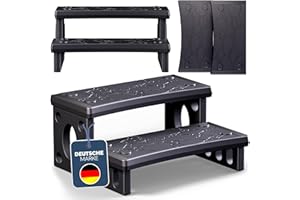 poolomio® Escalier pour Spa et Jacuzzi | Échelle fendeuse à 2 marches en PVC | 70 x 65 x 24 cm | Surface antidérapante | Montage Facile