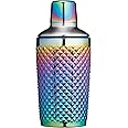 BarCraft BCCSSTUDRBOW Studded Glass Cocktail Shaker, 300 ml (10.5 fl oz) - Rainbow-Pearl Iridescent Finish, 8 x 8 x 17.5 cm