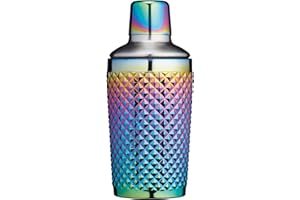BAR CRAFT Barcraft Shaker à Cocktail en Verre Clouté, 300 ml (10.5 Fl Oz) - Finition Perle Arc-en-Ciel Irisée 8 X 8 X 17.5 cm Multicolore