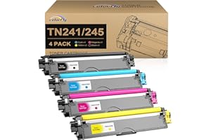 colorfly TN241 TN245 Cartuccia toner Compatibile per Brother HL-3140CW MFC-9140CDN DCP-9020CDW HL-3150CDW MFC-9340CDW MFC-9330CDW HL-3170CDW TN-241 TN245（Nero Ciano Magenta Giallo）
