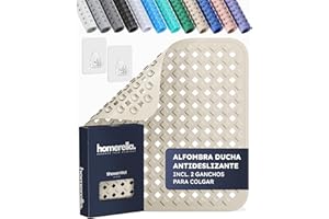 homerella® Alfombra Ducha Antideslizante 53 x 53 cm, Incluye Ganchos de Suspensión, sin BPA, Alfombrilla Ducha Antideslizante Ducha, Resistente al Moho, Alfombra bañera Antideslizante