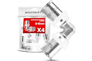 BOOPARTS - 4 pièces - raccord multicouche 16-16 a sertir contour TH - coude multicouche - raccord plomberie pour tube multicouche 16
