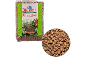 Blusana Pflanzton-Granulat Blähton 5l | Pflanzsubstrat für Hydrokultur | Ton-Granulat mittel Körnung 4-8mm | Pflanzton Drainagematerial & Bodenauflockerung