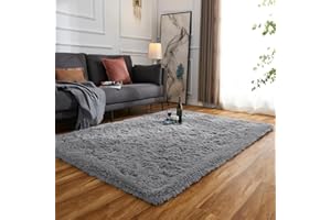 Evitany Area Rugs Fluffy Rugs Living Room Washable Rug Modern Anti Slip Carpet Fluffy Rugs for Bedroom(Grey, 80x120 cm)