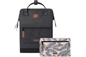 CABAÏA CABAIA - Sac à Dos Adventurer Le Havre - Large 23L - Déperlant - Compartiment Ordinateur Portable 15" - 2 Poches - Certifié Vegan - Sac Voyage, Affaires, École pour Homme et Femme - Noir