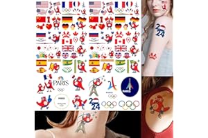 DREAM LOOM Tatouages temporaires drapeau national, 110pcs Amérique France Chine Allemagne Russie Canada Japon Angleterre Espagne Brésil Tatouages corporels faux visage drapeau, pour Jeux Olympiques